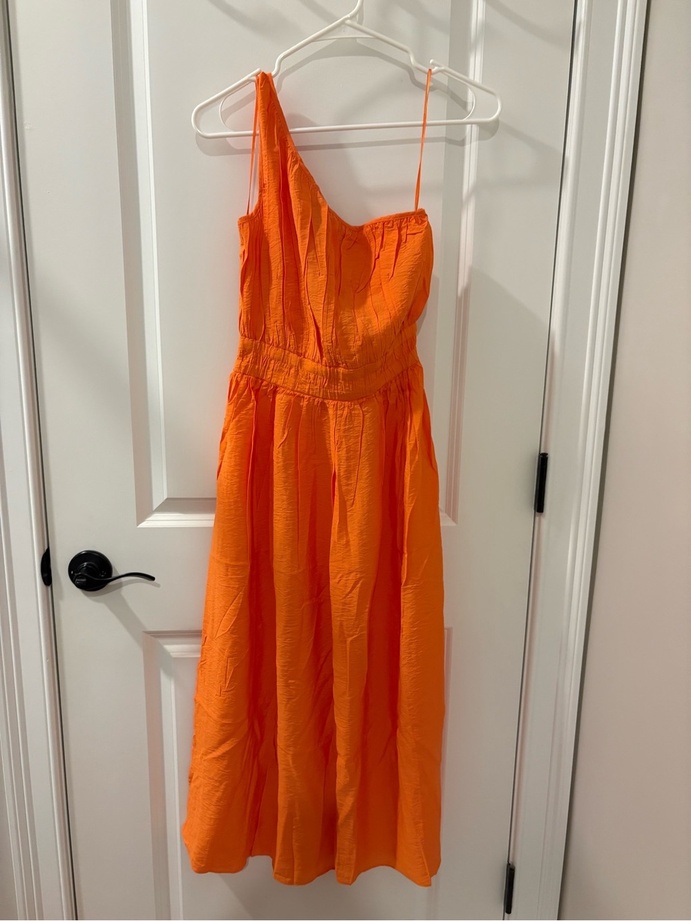 French Connection One-Shoulder Orange Midi Dress